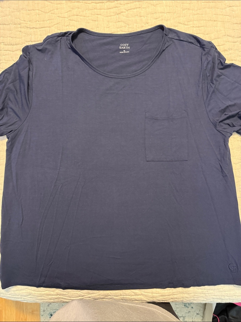 Cozy Earth Women's Navy Short Sleeve Pocket Tee